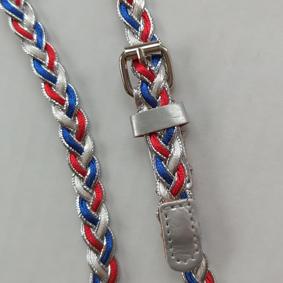 Braided Silver Red Blue 4th of July Celebration Belt - Picture 4 of 9